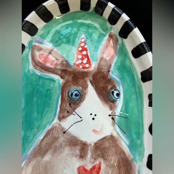 Handmade Ceramic Serving Tray” Bunny “Design 12”x8”Original Design - Picture 7 of 10